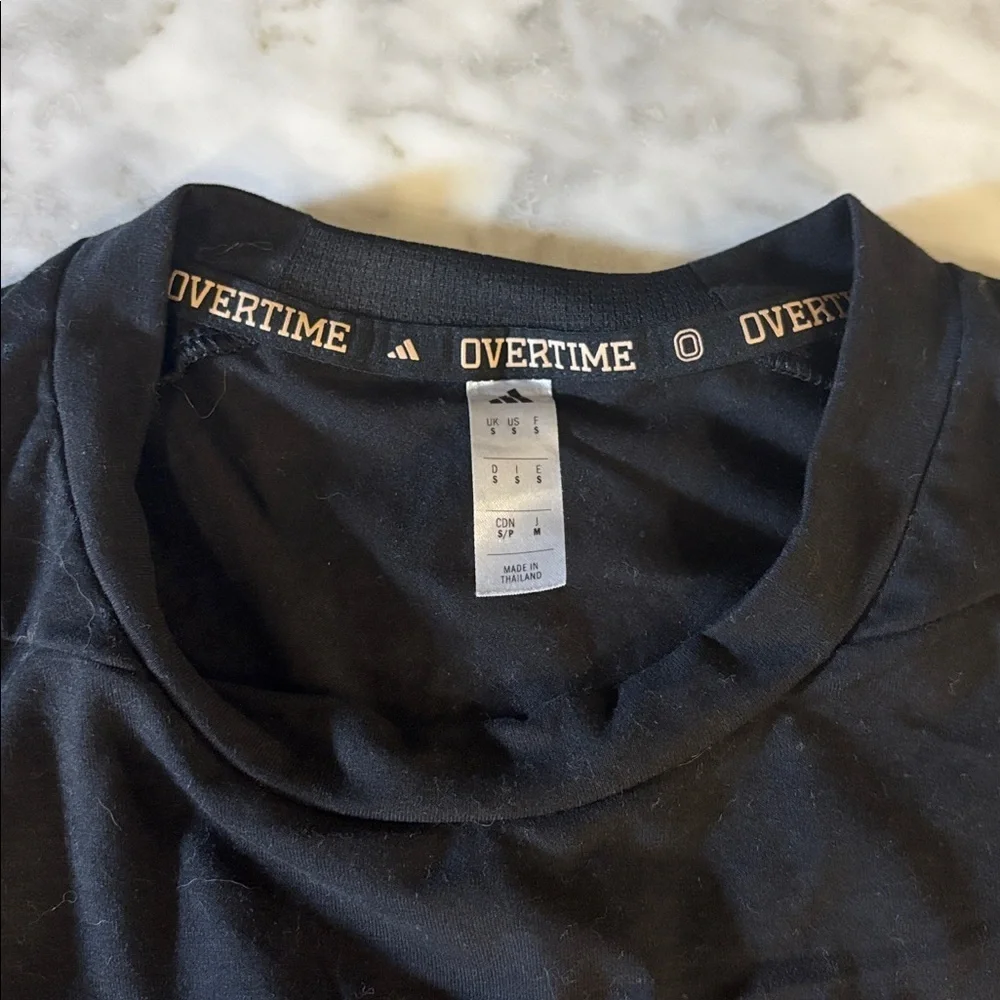 Adidas Men's Tee in Black with Red Overtime logo, size small
